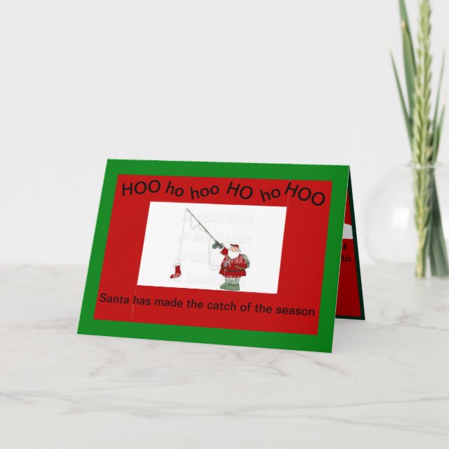 Santa Pescando en una Tarjeta de Navidad (Anverso)