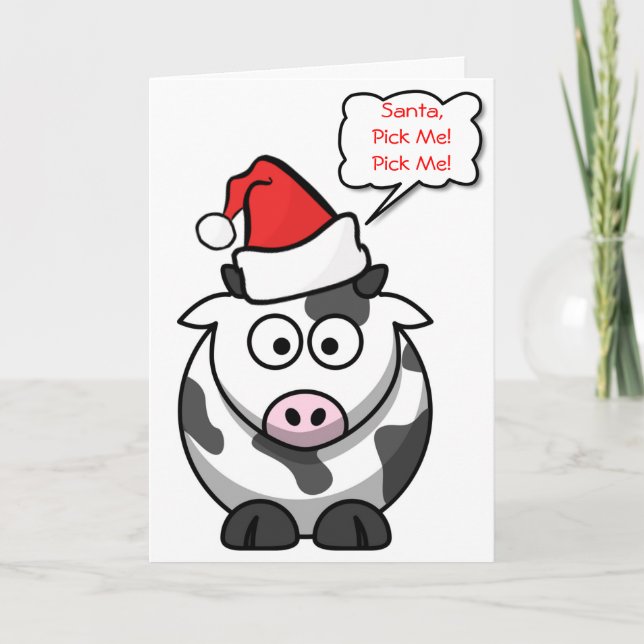Santa Pick Me Cute Funny Personalizado Cow Navidad (Anverso)
