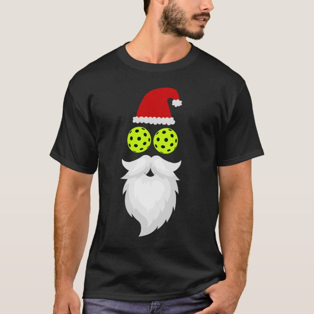 Santa Pickleball - Camiseta de bolas de Navidad (Anverso)