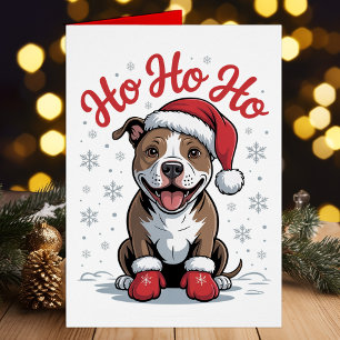 Santa Pittbull divertido de Navidad con perro Pit