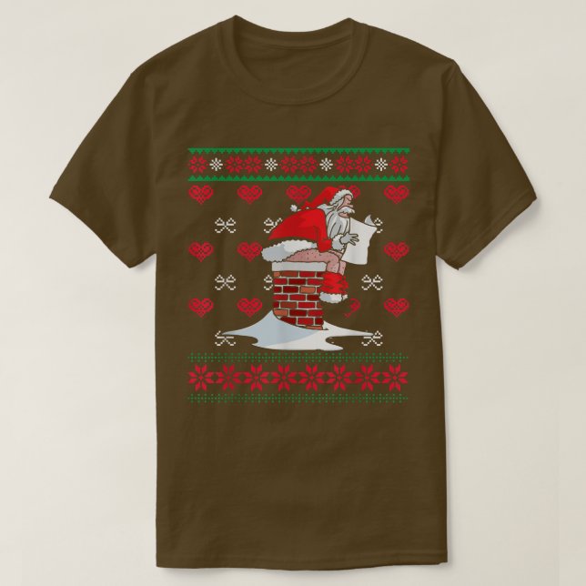 Santa Pooping Down Chimney Ugly Xmas Sweater Chris (Diseño del anverso)