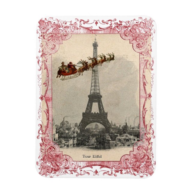 Santa por el imán de los Navidades de París (Vertical)