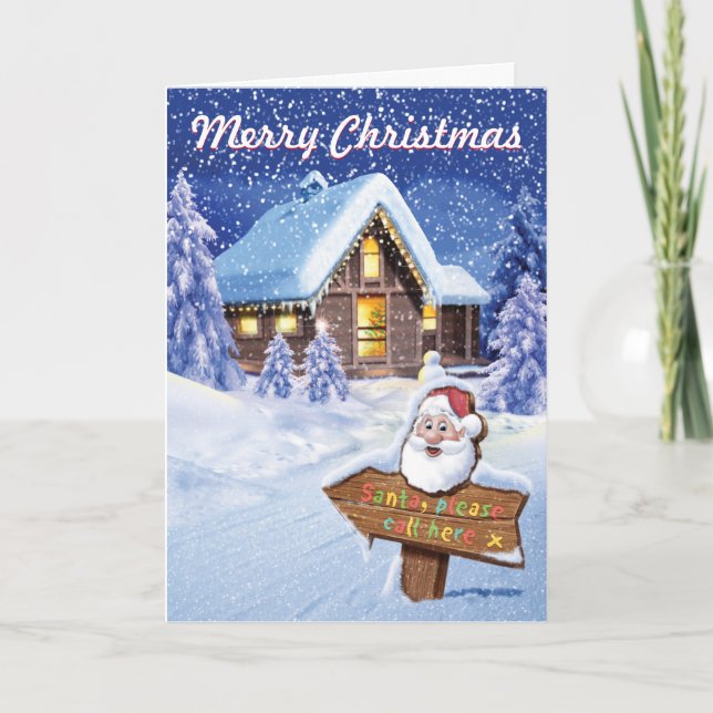 "Santa por favor llame aquí" tarjeta de Navidades  (Anverso)