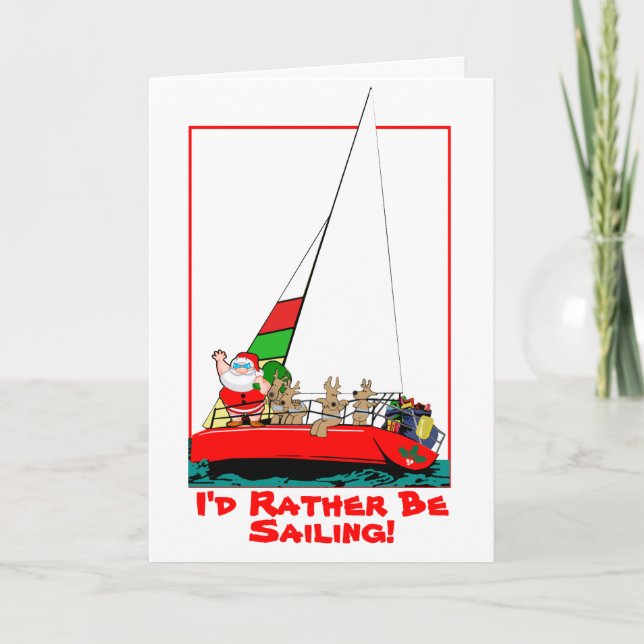 Santa preferiría navegar en la tarjeta de Navidade (Anverso)