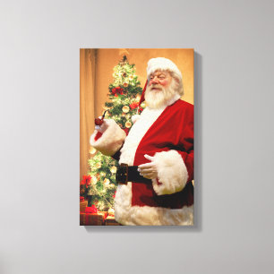 Santa que fuma una impresión de la lona del tubo