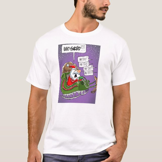 Santa "quién Farted?!" Camiseta del navidad del (Anverso)