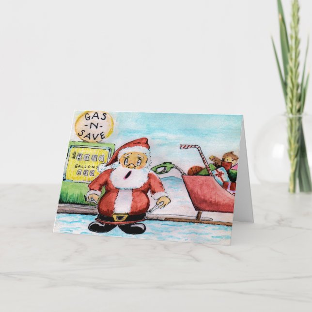 ¡Santa Ran fuera de la tarjeta de Navidades de gas (Anverso)