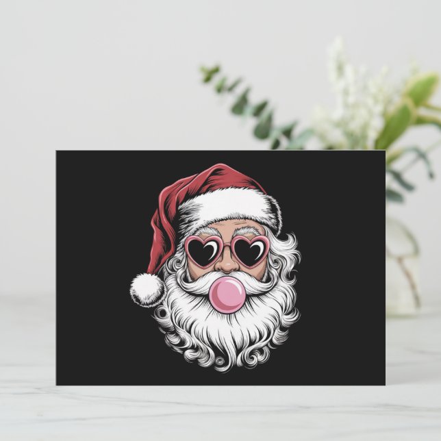 Santa Retro Con Gafas Soplando Burbuja Navidad  (Anverso de pie)