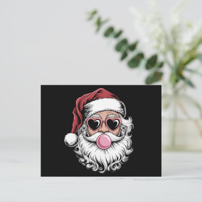 Santa Retro Con Gafas Soplando Burbuja Navidad  (Anverso de pie)