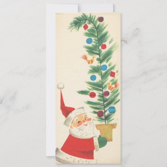 Santa Retro Vintage con árbol de Navidad (Anverso)