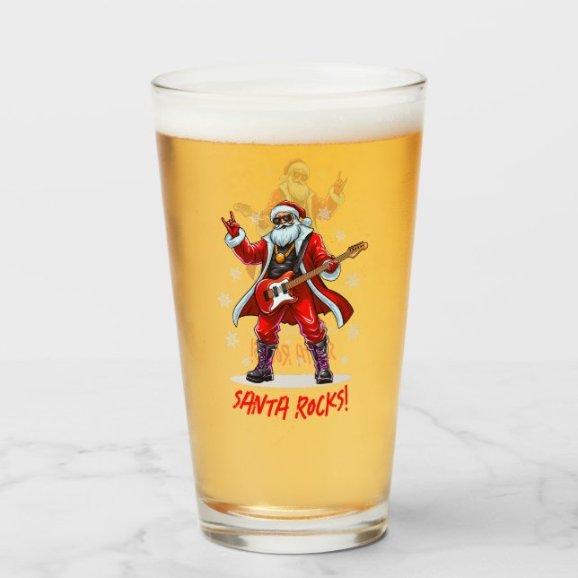 ¡Santa Rocks! Gracioso Santa Claus tocando la guit (Anverso (lleno))