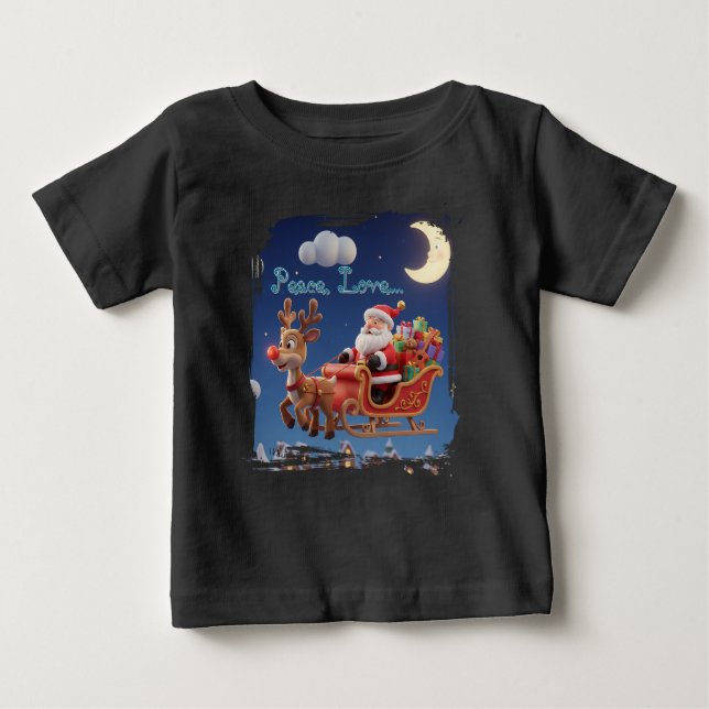 Santa Rudolph Christmas Baby Jersey Tee (Anverso)