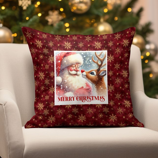 Santa Rudolph Fiesta Navideña Almohada Cozy Navida (Santa Rudolph Holiday Cheer Pillow Cozy Christmas )