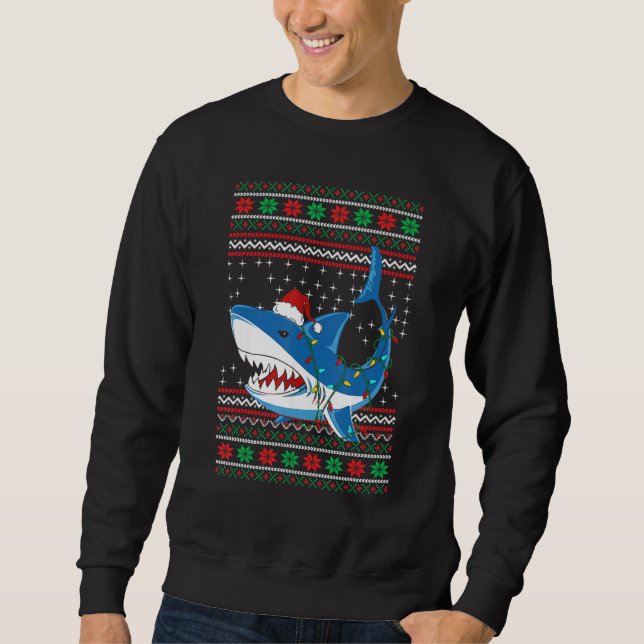 Santa Shark  Christmas Ugly Sweater For Men Women  (Anverso)