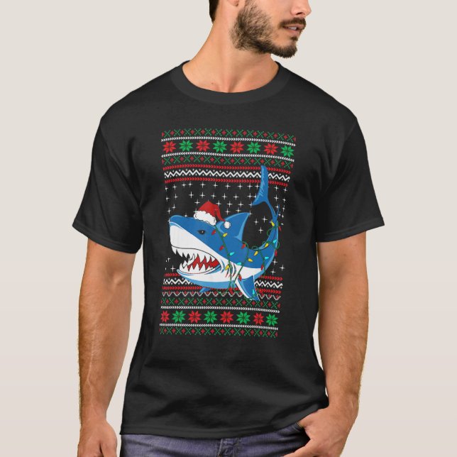 Santa Shark  Christmas Ugly Sweater For Men Women  (Anverso)
