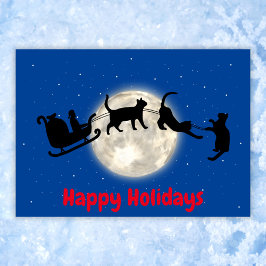 Santa sleigh con gatos divertidos Tarjeta de vacac