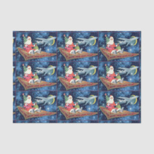 Santa Sobre Un Papel Tejido De Alfombra Volante