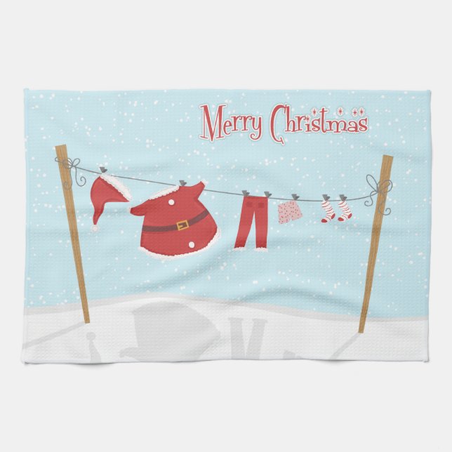Santa Suit sobre la toalla de cocina de los Navida (Horizontal)