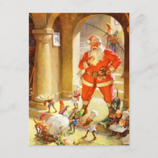 Santa supervisa a Elves Baking Navidad Cookies