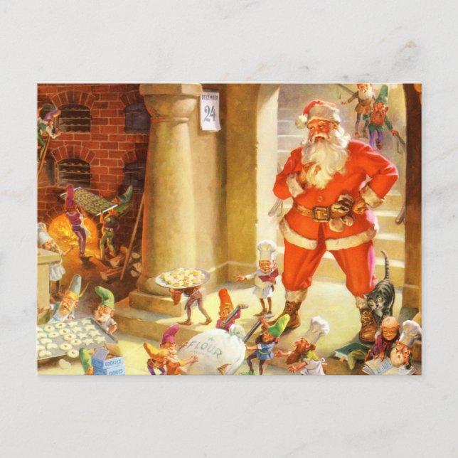Santa supervisa a Elves Baking Navidad Cookies (Anverso)