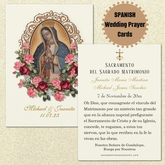 Santa Tarjeta de Boda Guadalupe Católica Española (Subido por el creador)