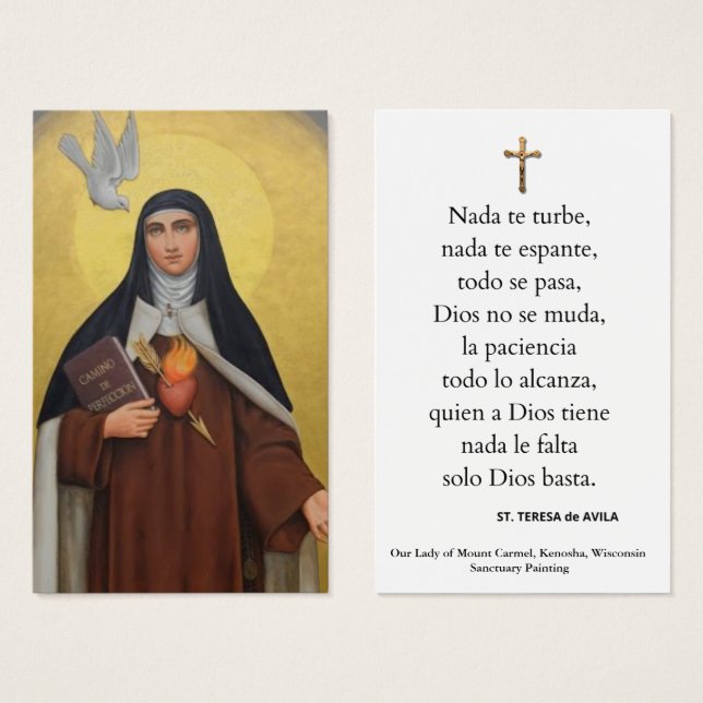 Santa Teresa de Ávila Oración Española Nun (Anverso y reverso)