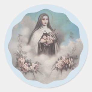 Santa Teresa de Lisieux con pegatina crucifijo/ros