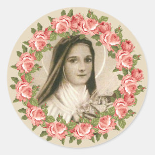 Santa Teresa de Lisieux con pegatina crucifijo/ros