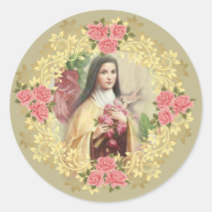 Santa Teresa de Lisieux con pegatina crucifijo/ros