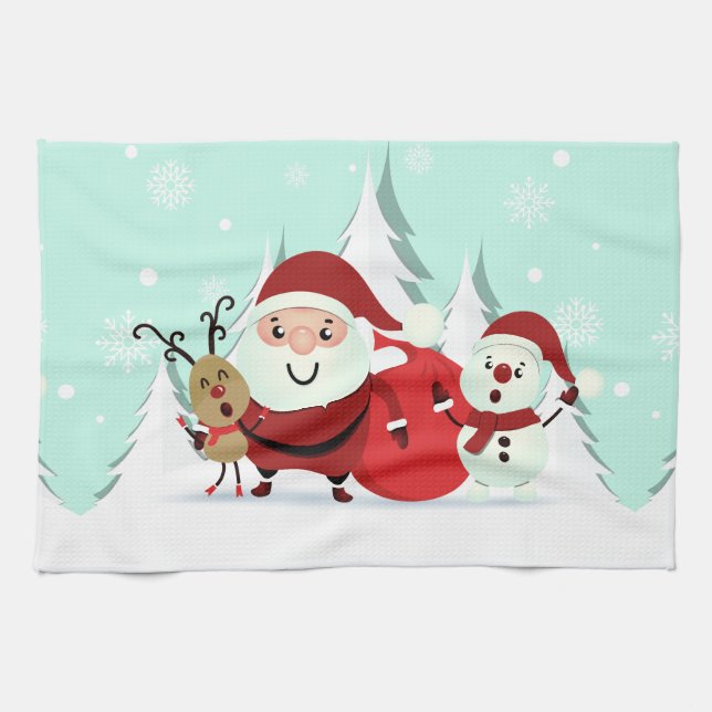 Santa, toalla de cocina para renos y hombres de ni (Horizontal)