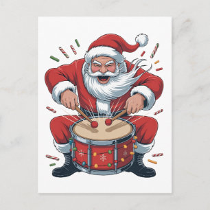 Santa tocando la batería Baterista de Navidad Xmas