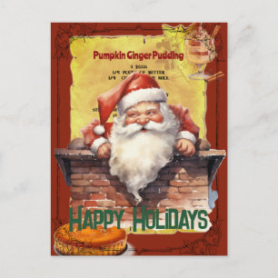 Santa Top de una chimenea con receta Postal