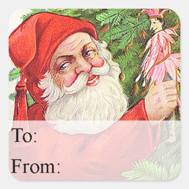 Santa trae juguetes con etiqueta de regalo de Navi (Anverso)