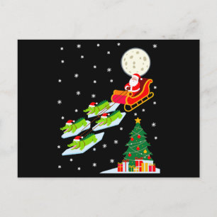 Santa Trineo Lagarto Navidad Luna Nieve Árbol