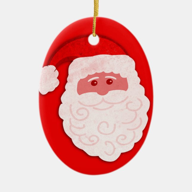 Santa "tus saludos" adorno rojo y blanco (Frente)
