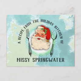 Santa utensilios cocinando tarjeta de recetas de v