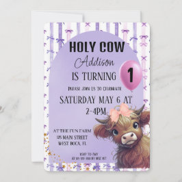 Santa vaca soy una invitación color de agua morado