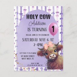 Santa vaca soy una invitación color de agua morado