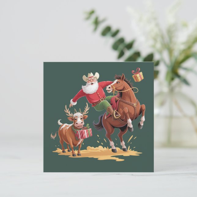 Santa Vaquero Occidental Rodeo de Navidad Caballo  (Anverso de pie)