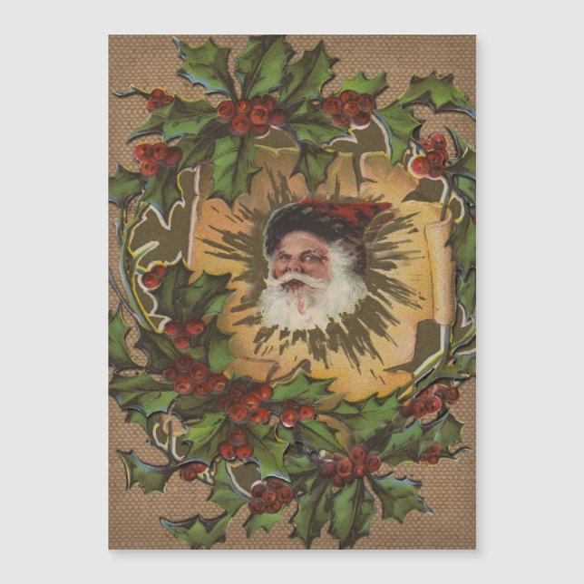 Santa Vintage Antiguo Acebo Navidad (Anverso)