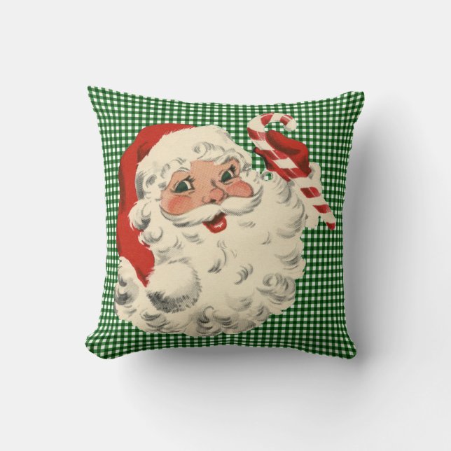 santa vintage sosteniendo almohada de lanzamiento  (Anverso)