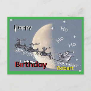 Santa Volador en Tarjeta Postal de Cumpleaños de T