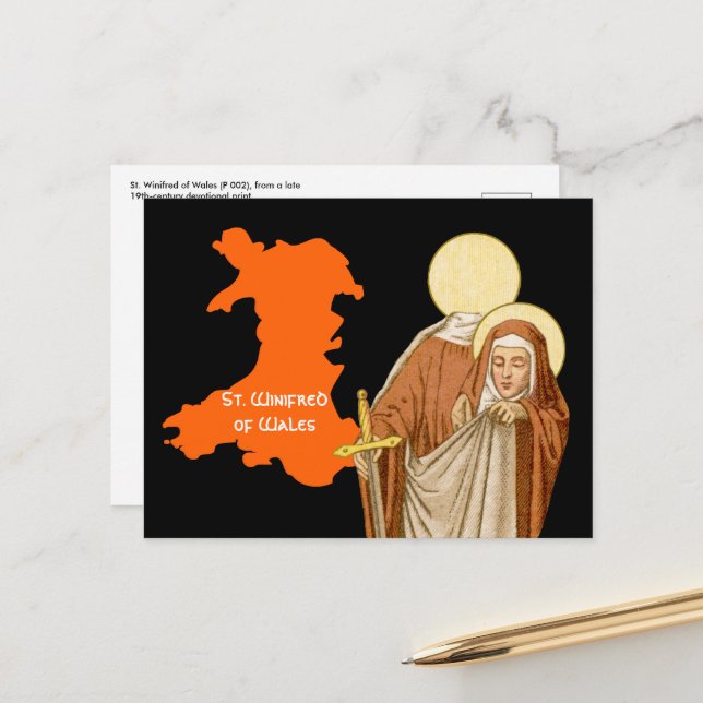 Santa Winifreda de Gales (P 002) Tarjeta postal (Anverso/Reverso In Situ)