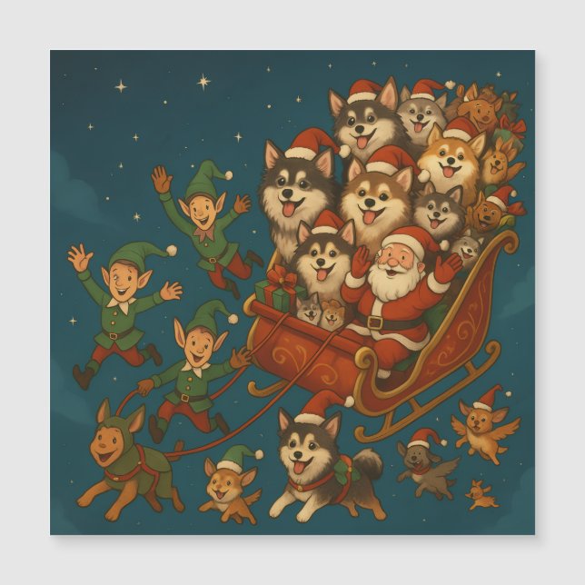 Santa with joyous pups and elves! (Anverso)