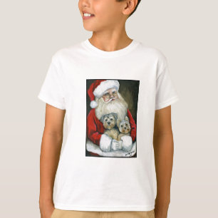 Santa y camiseta de los niños del arte del perro