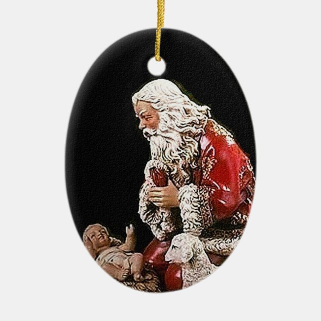 Santa y el ornamento del navidad del niño de (Frente)