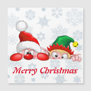 Santa y Elf Cute y graciosos personajes Peeking
