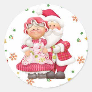 Santa y la Sra. Claus Pegatina
