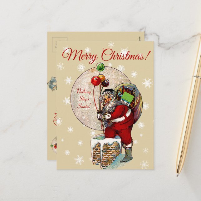 Santa y la tarjeta postal de los Navidades de chim (Anverso/Reverso In Situ)