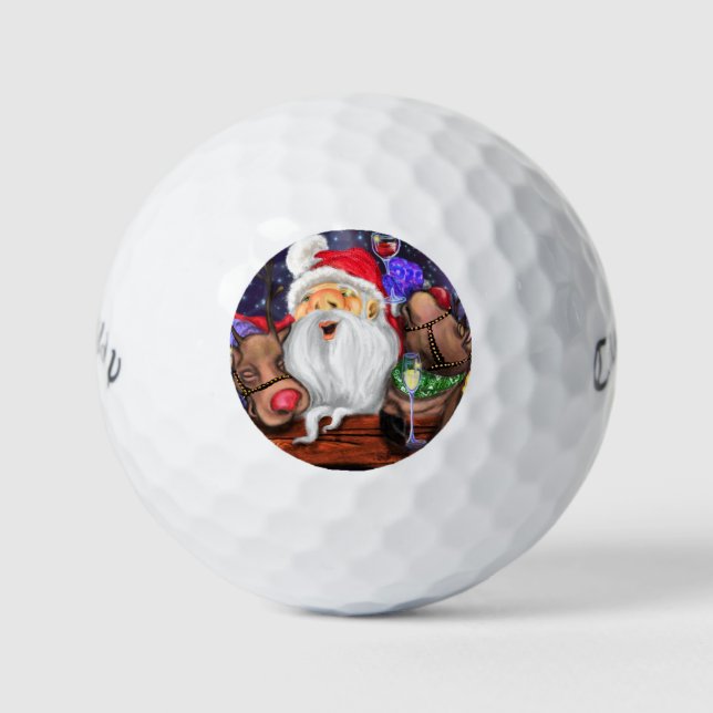 Santa y los renos divertidos Navidades Bolas de go (Anverso)